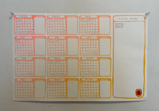 Customizable Goal Calendar / Habit Tracker Risograph Poster